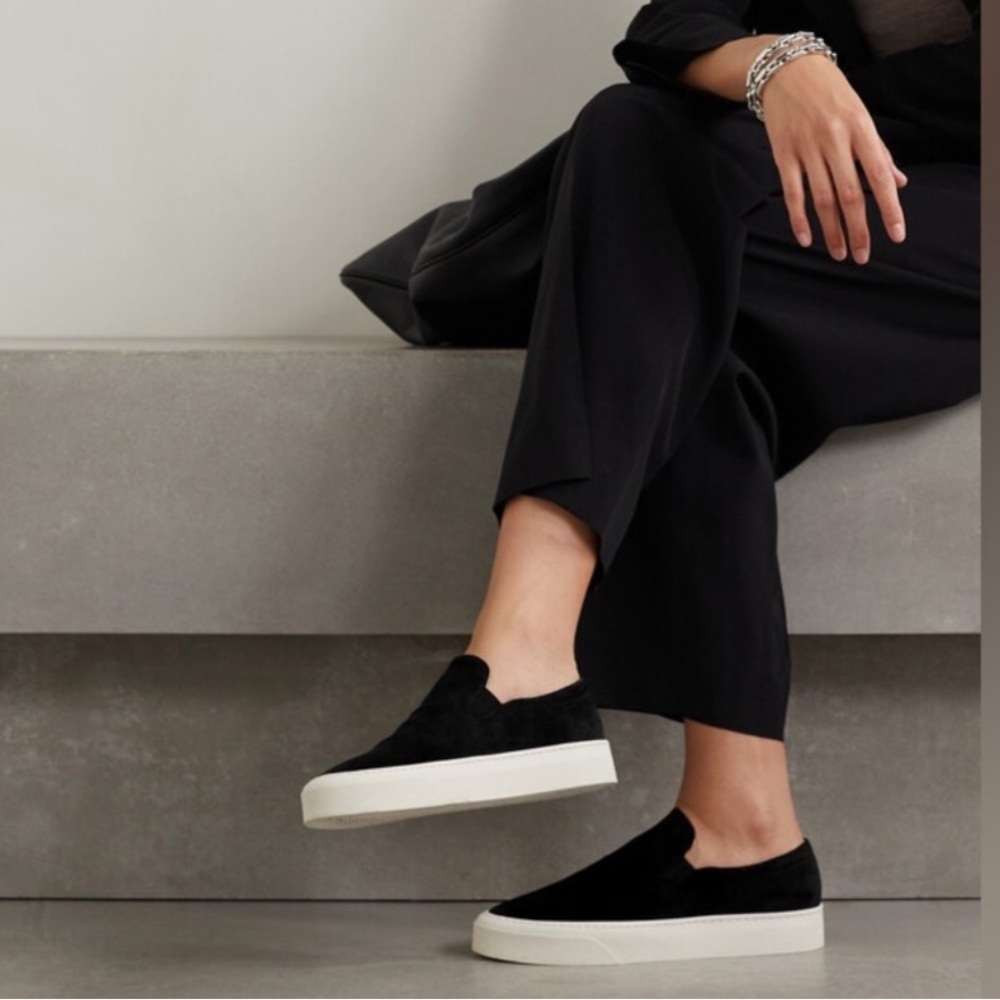 The Row Marie H Slip on Black Leather sneaker